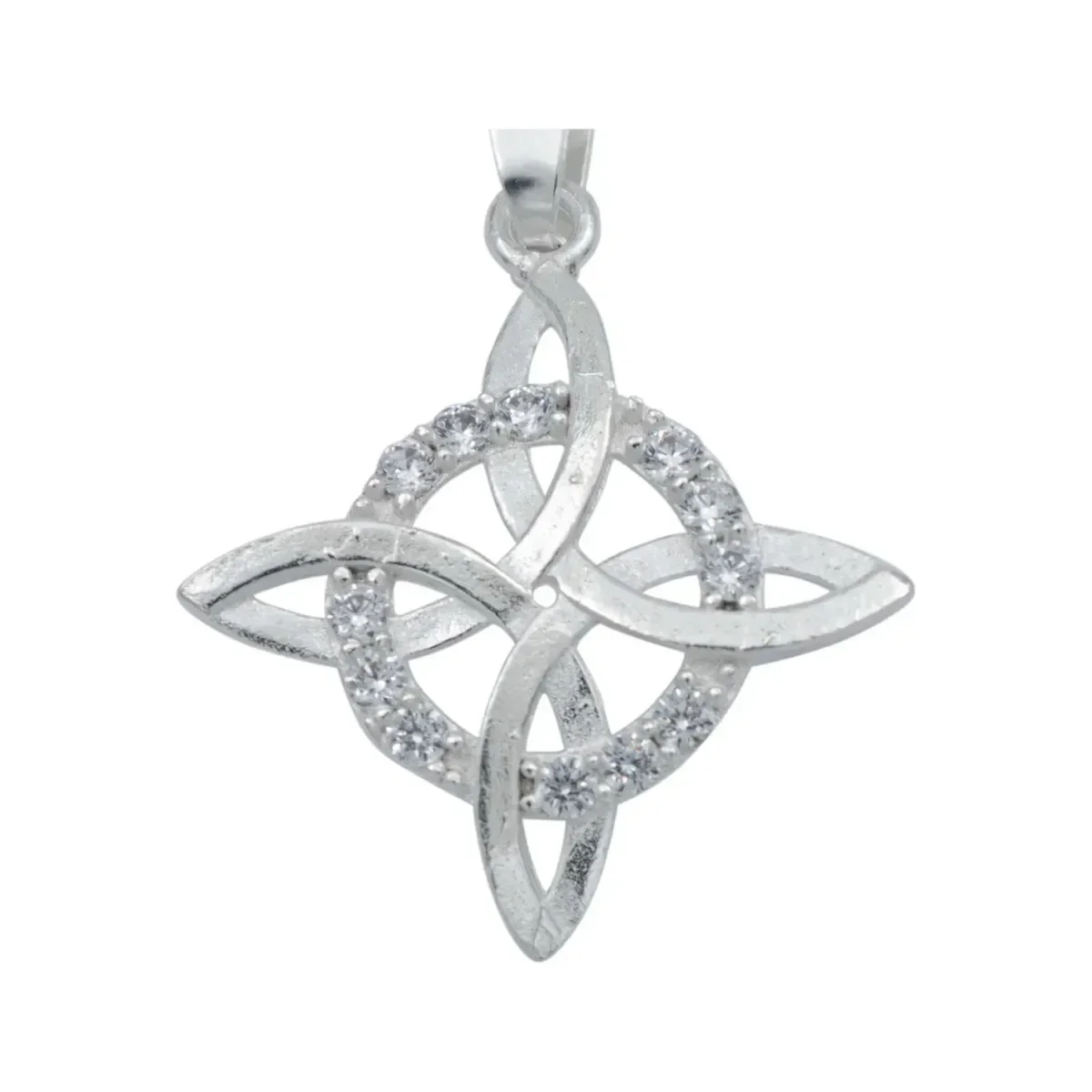 Collar Plata 925 Nudo Bruja con Zirconia y Cadena Figaro - Imagen 3