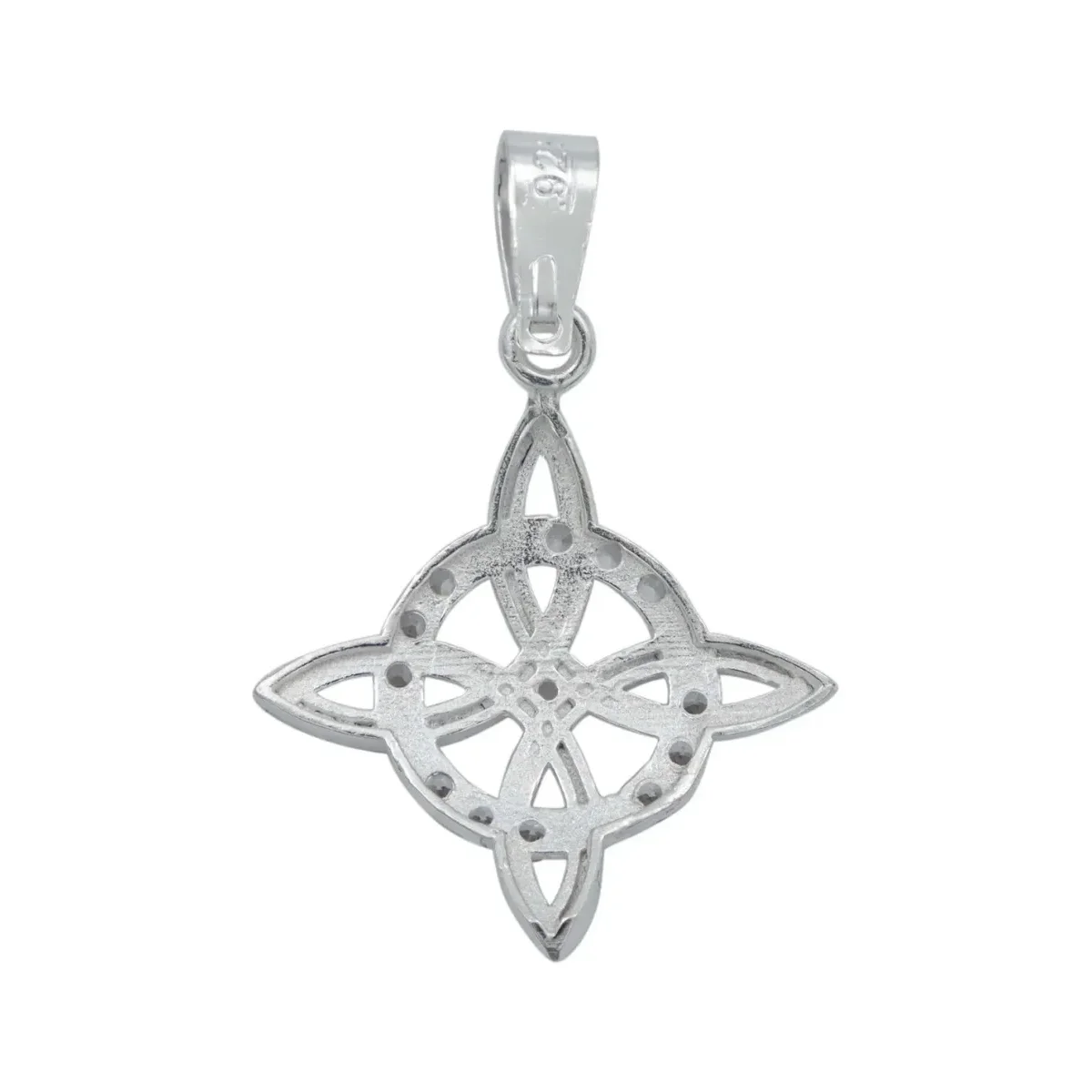 Collar Plata 925 Nudo Bruja con Zirconia y Cadena Figaro - Imagen 4