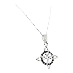 Collar Plata 925 Nudo Bruja con Zirconias Negras y Cadena Figaro - Imagen 3