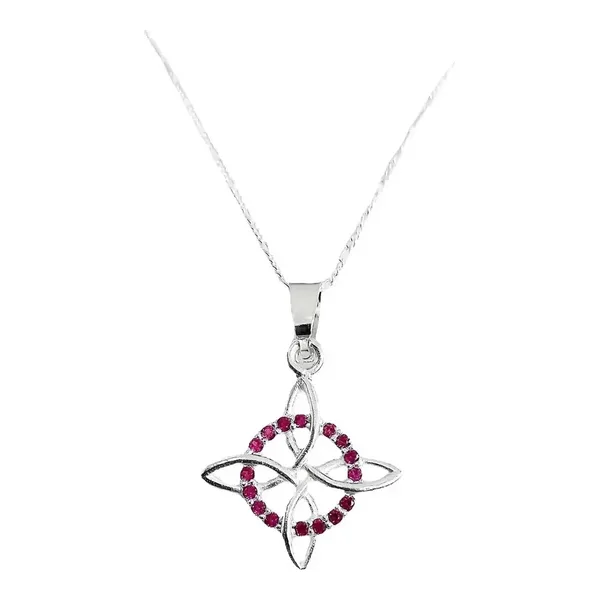 Collar Plata 925 Nudo Bruja con Zirconias Rosas 45cm - Imagen 1