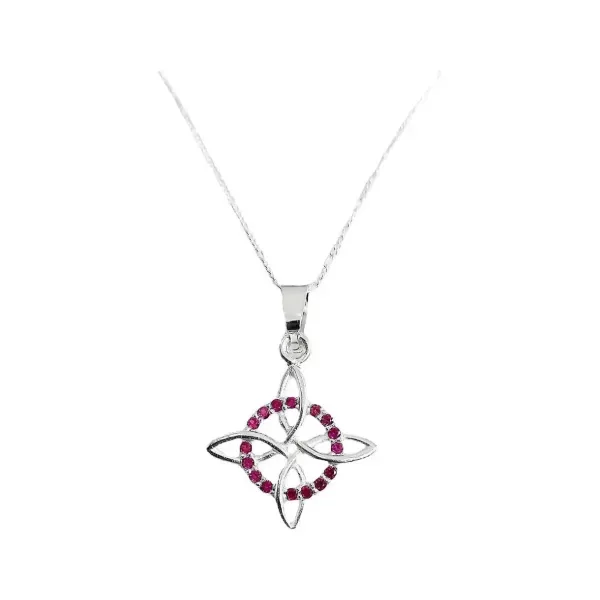 Collar Plata 925 Nudo Bruja con Zirconias Rosas 45cm - Imagen 1
