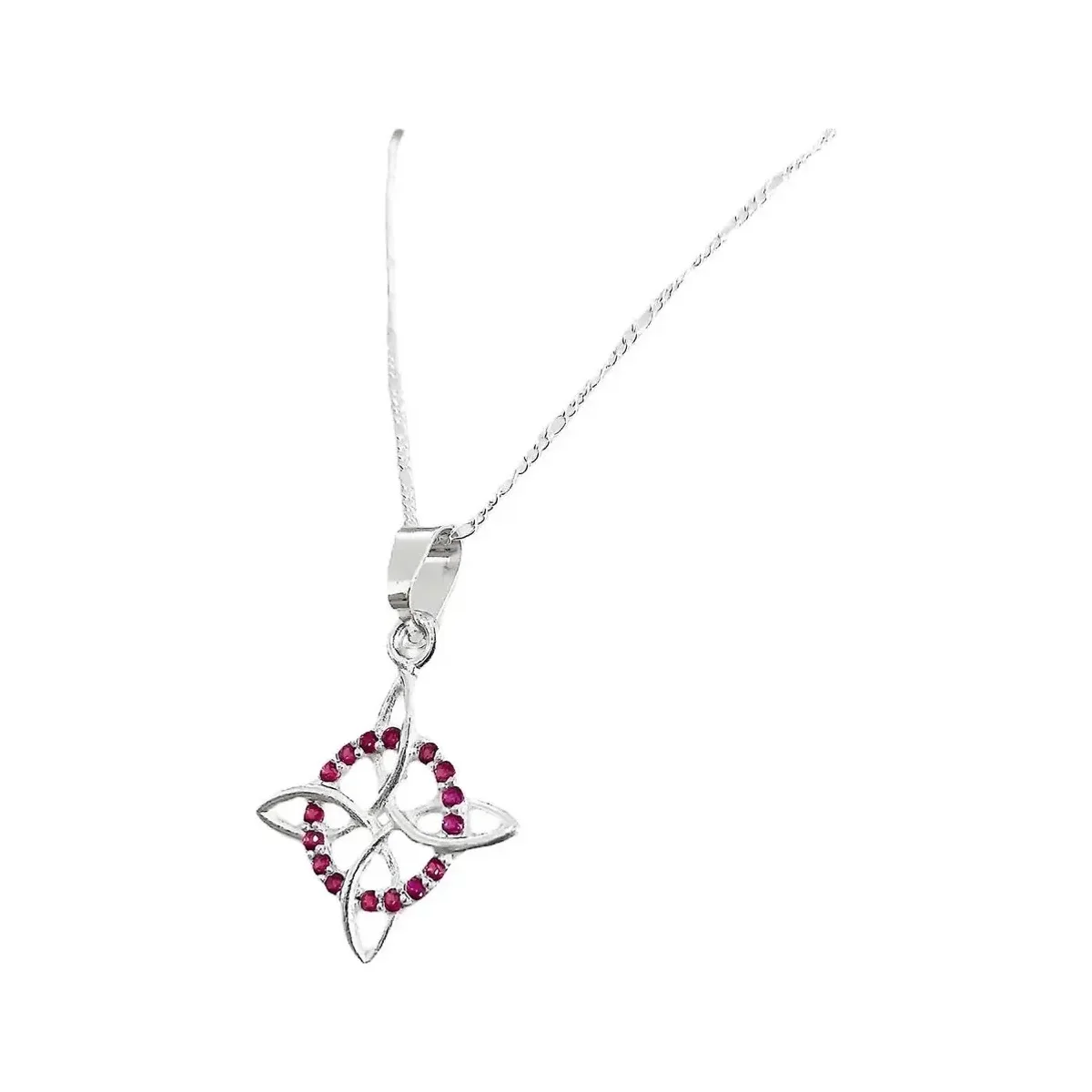 Collar Plata 925 Nudo Bruja con Zirconias Rosas 45cm - Imagen 2