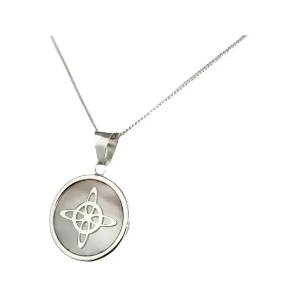Collar Plata 925 Nudo Bruja Encapsulado Blanco con Cadena Barbada - Imagen 1