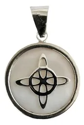 Collar Plata 925 Nudo Bruja Encapsulado Blanco con Cadena Barbada - Imagen 2
