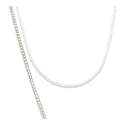 Collar Plata 925 Nudo Bruja Encapsulado Blanco con Cadena Barbada - Imagen 3