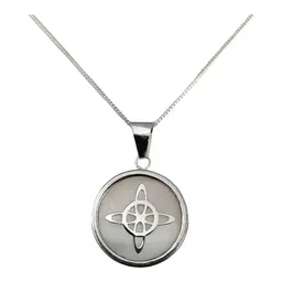 Collar Plata 925 Nudo Bruja Encapsulado Blanco con Cadena Barbada - Imagen 4