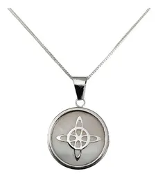 Collar Plata 925 Nudo Bruja Encapsulado Blanco con Cadena Barbada - Imagen 4