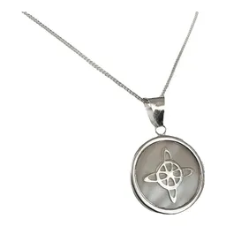 Collar Plata 925 Nudo Bruja Encapsulado Blanco con Cadena Barbada - Imagen 5