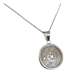 Collar Plata 925 Nudo Bruja Encapsulado Blanco con Cadena Barbada - Imagen 5