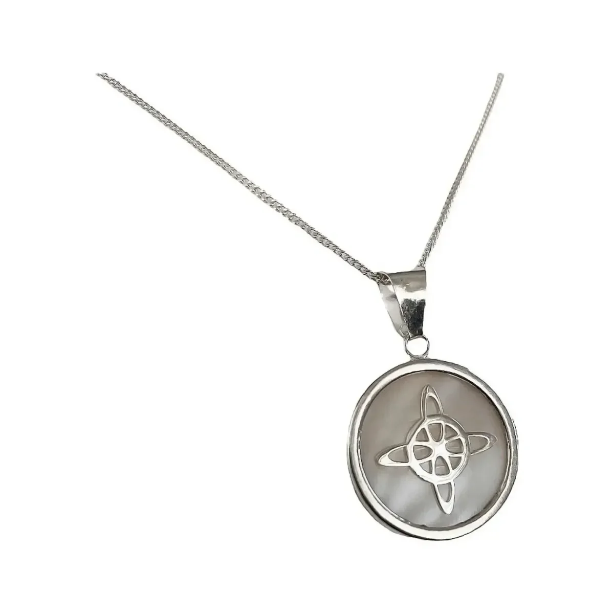 Collar Plata 925 Nudo Bruja Encapsulado Blanco con Cadena Barbada - Imagen 5