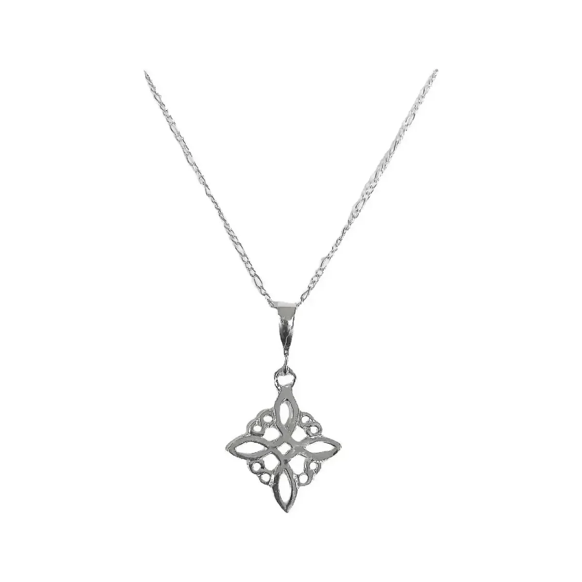 Collar de Plata .925 Nudo de Bruja Liso, amuleto de protección. Joyería mística de plata, colgante talismán esotérico hecho a