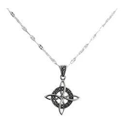 Collar Plata 925 Nudo Bruja Pavonado Zirconia con Cadena de Eslabones - Imagen 1