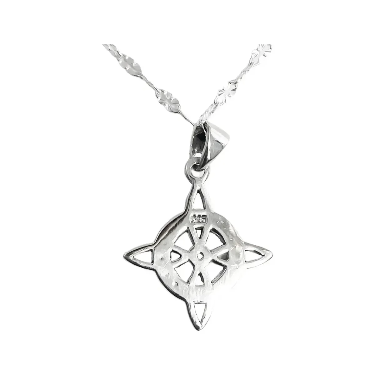 Collar Plata 925 Nudo Bruja Pavonado Zirconia con Cadena de Eslabones - Imagen 5