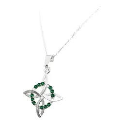 Collar Plata 925 Nudo Bruja Plano con Zirconia Verde Cadena Figaro - Imagen 3