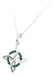 Collar Plata 925 Nudo Bruja Plano con Zirconia Verde Cadena Figaro - Imagen 3
