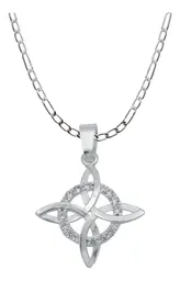 Collar Plata 925 Nudo Bruja Plano con Zirconias 50cm - Imagen 1