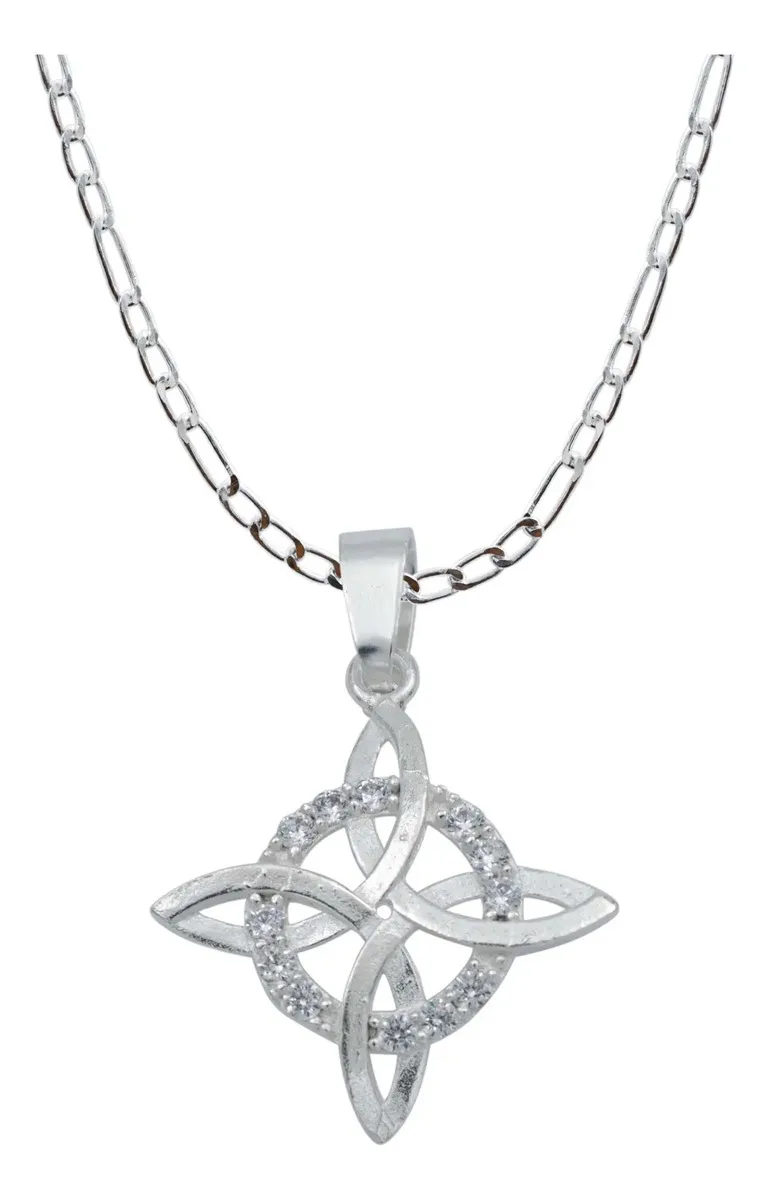Collar Plata 925 Nudo Bruja Plano con Zirconias 50cm - Joyaris joyería fina mexicana unisex