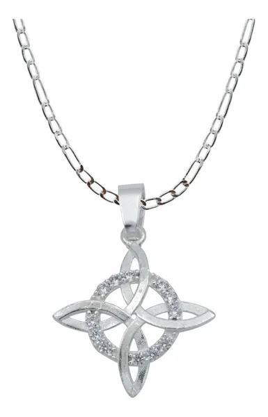 Collar Plata 925 Nudo Bruja Plano con Zirconias 50cm - Imagen 1