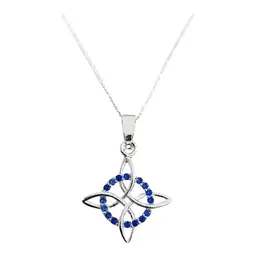 Collar Plata 925 Nudo Bruja Zirconia Azul Cadena Figaro - Imagen 1