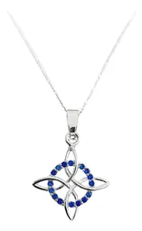 Collar Plata 925 Nudo Bruja Zirconia Azul Cadena Figaro - Imagen 1