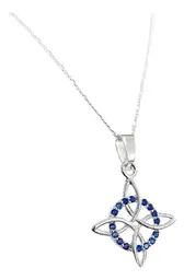 Collar Plata 925 Nudo Bruja Zirconia Azul Cadena Figaro - Imagen 3