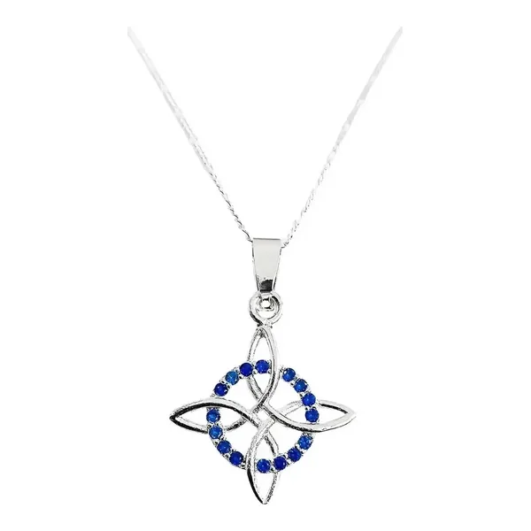 Collar Plata 925 Nudo Bruja Zirconia Azul con Cadena - Imagen 1