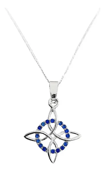 Collar Plata 925 Nudo Bruja Zirconia Azul con Cadena - Imagen 1