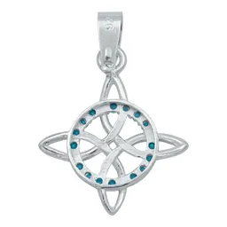 Collar Plata 925 Nudo Bruja Zirconia Turquesa con Cadena Figaro - Imagen 4