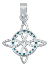 Collar Plata 925 Nudo Bruja Zirconia Turquesa con Cadena Figaro - Imagen 4