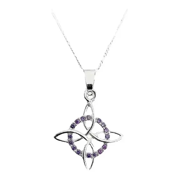 Collar Plata 925 Nudo Bruja Zirconia Violeta - Imagen 1