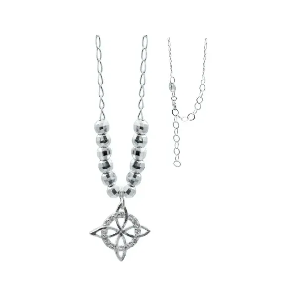Collar Plata 925 Nudo de Bruja Bolita Diamantada con Zirconia - Imagen 1