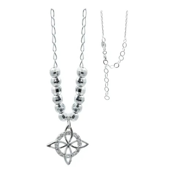 Collar Plata 925 Nudo de Bruja Bolita Diamantada con Zirconia - Imagen 1
