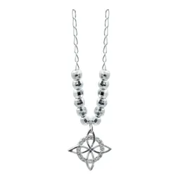 Collar Plata 925 Nudo de Bruja Bolita Diamantada con Zirconia - Imagen 2