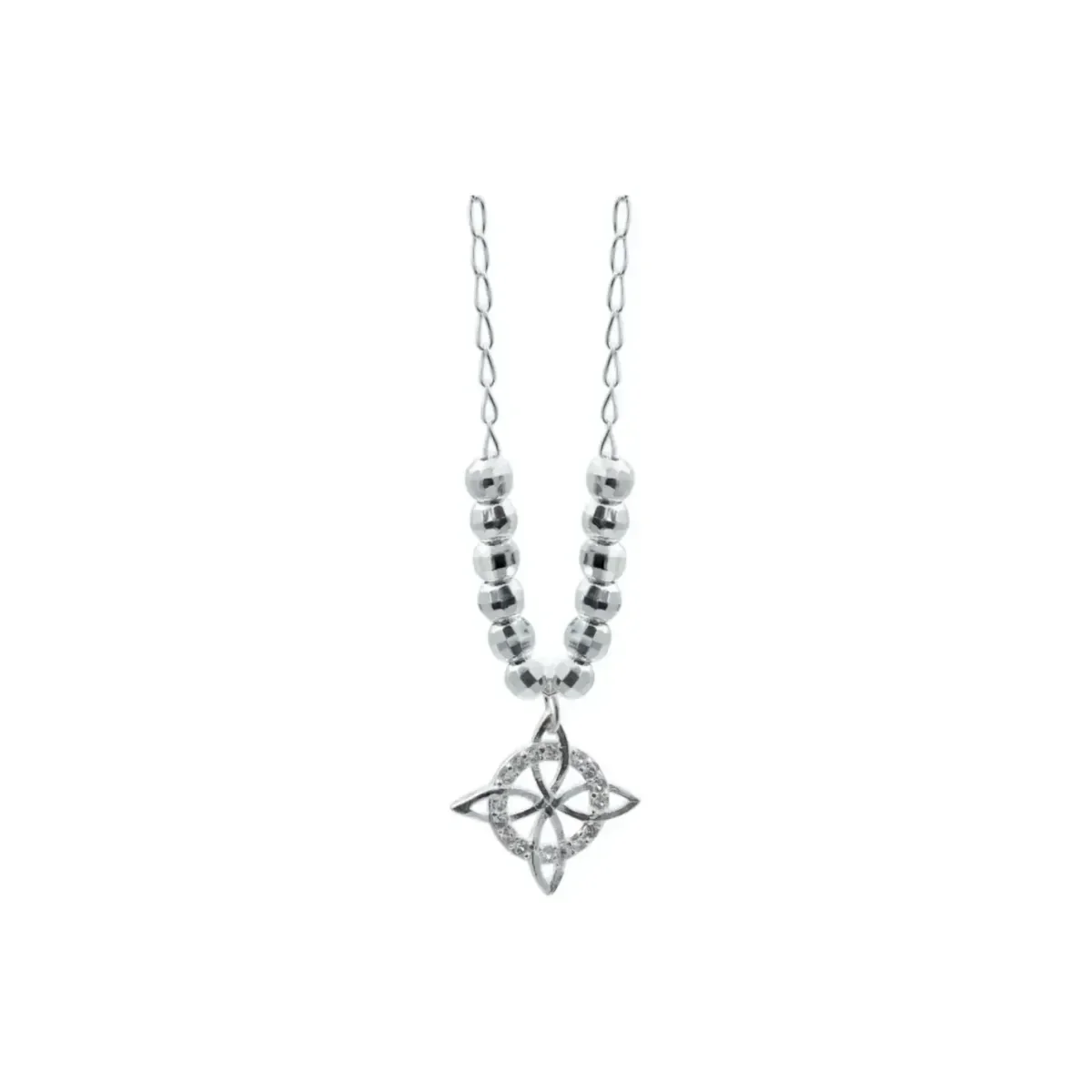 Collar Plata 925 Nudo de Bruja Bolita Diamantada con Zirconia - Imagen 2