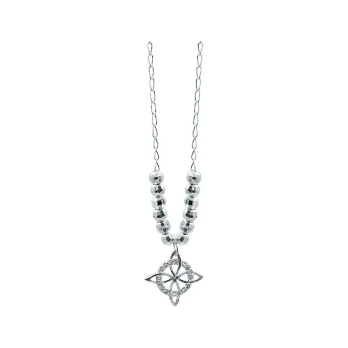 Collar Plata 925 Nudo de Bruja Bolita Diamantada con Zirconia - Imagen 3