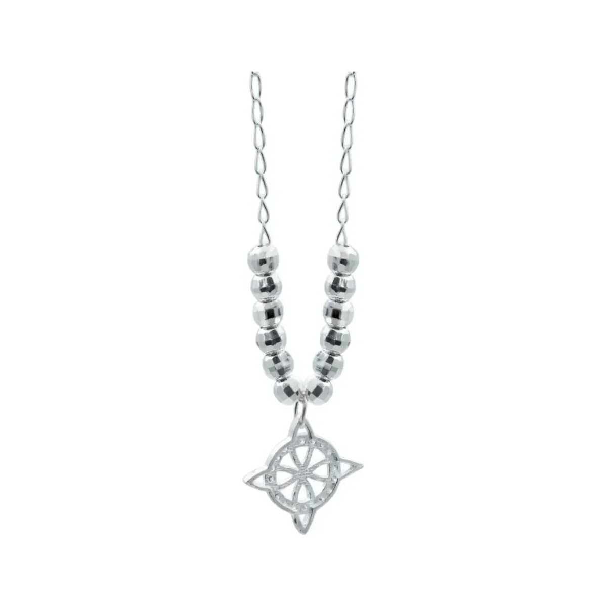 Collar Plata 925 Nudo de Bruja Bolita Diamantada con Zirconia - Imagen 4