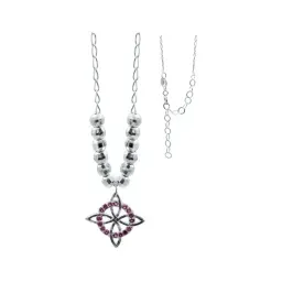 Collar Plata 925 Nudo de Bruja Bolita Diamantada Zirconia Fucsia - Imagen 1