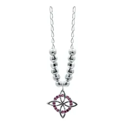 Collar Plata 925 Nudo de Bruja Bolita Diamantada Zirconia Fucsia - Imagen 2