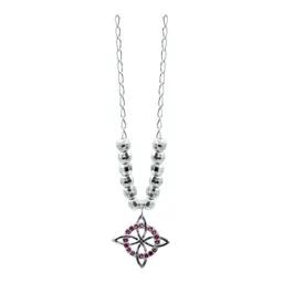 Collar Plata 925 Nudo de Bruja Bolita Diamantada Zirconia Fucsia - Imagen 3