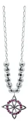 Collar Plata 925 Nudo de Bruja Bolita Diamantada Zirconia Fucsia - Imagen 3