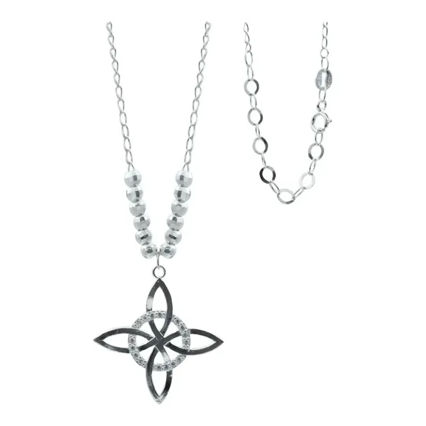 Collar Plata 925 Nudo de Bruja Celta con Bola Lisa y Zirconia - Imagen 1