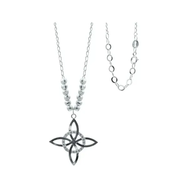 Collar Plata 925 Nudo de Bruja Celta con Bola Lisa y Zirconia - Imagen 1