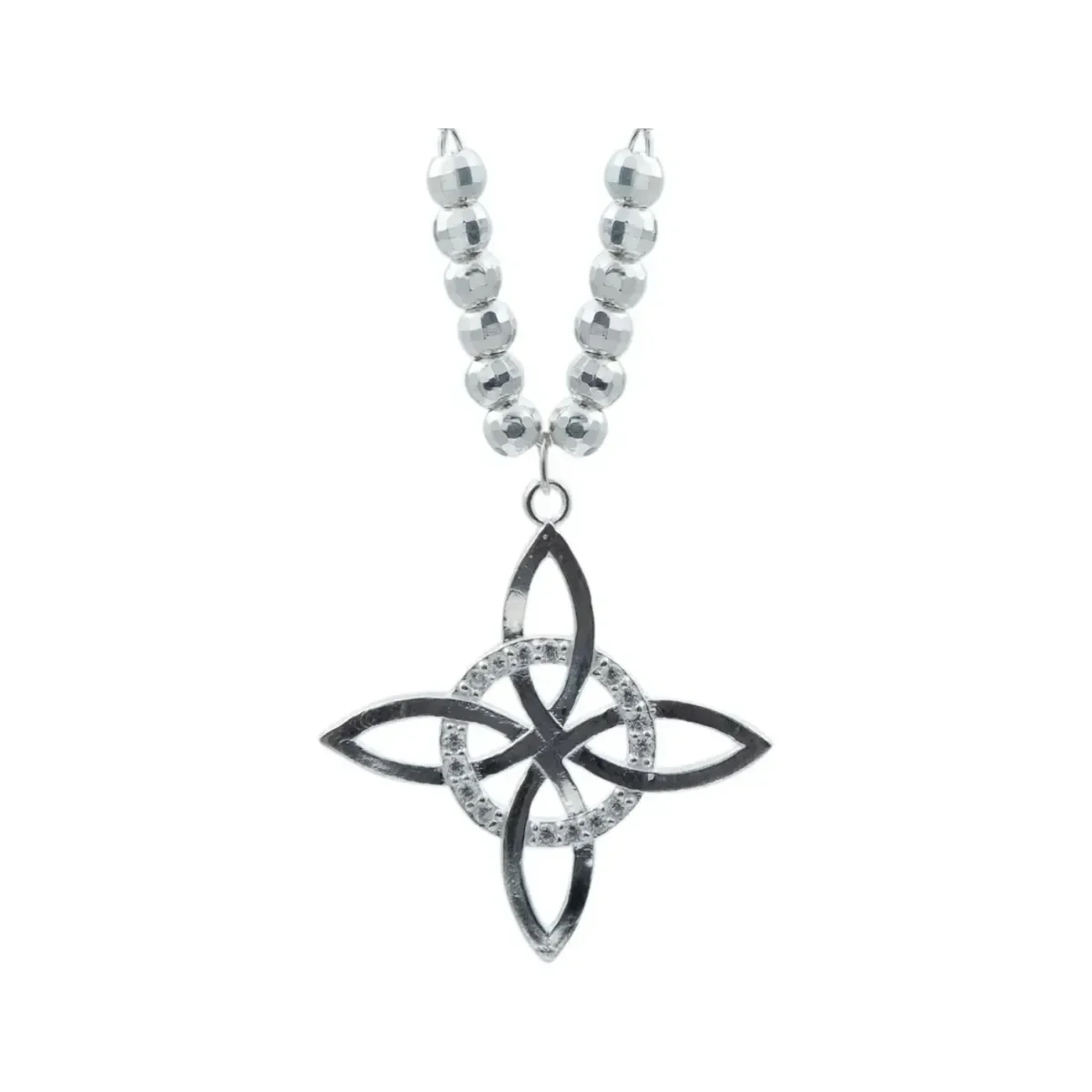 Collar Plata 925 Nudo de Bruja Celta con Bola Lisa y Zirconia - Imagen 2