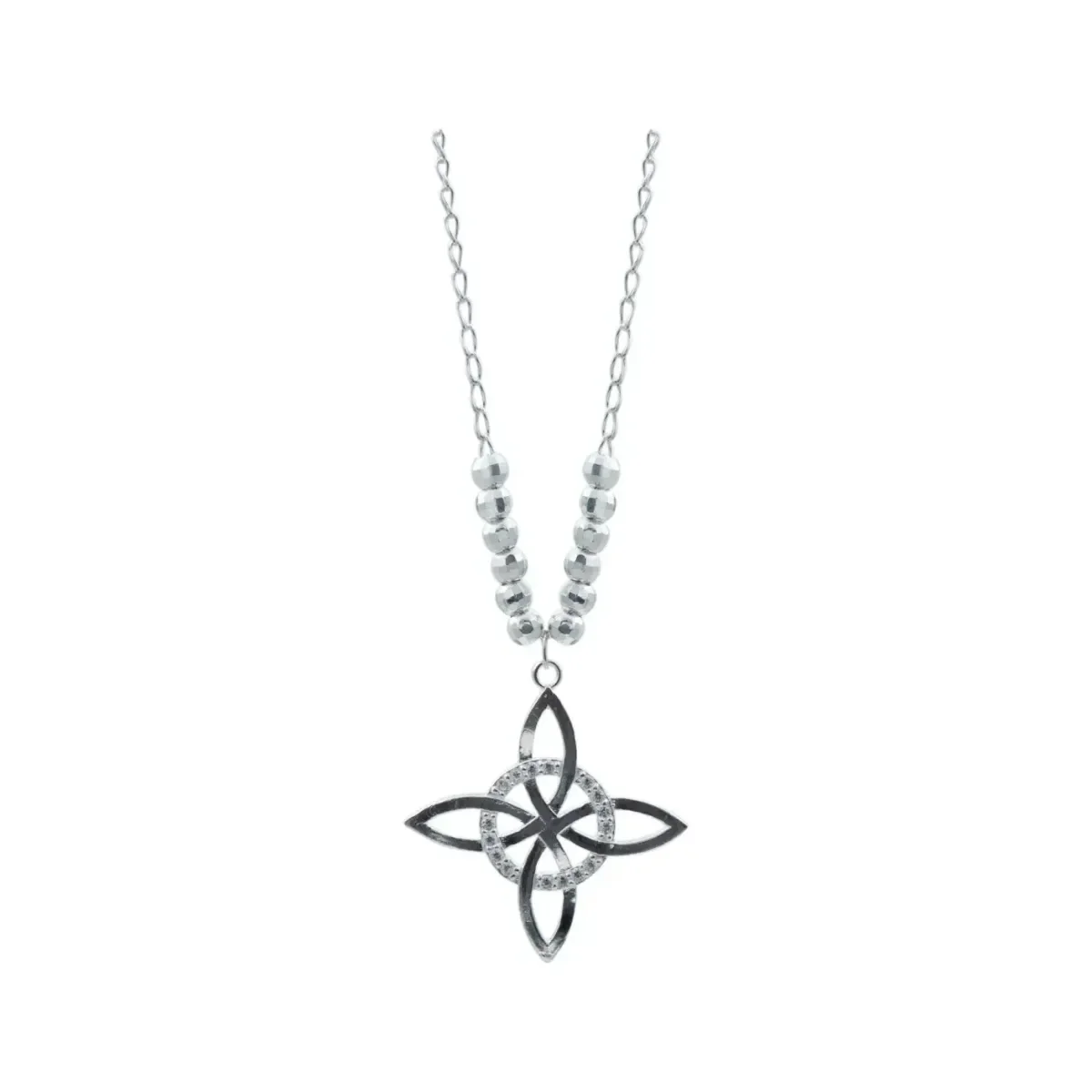 Collar Plata 925 Nudo de Bruja Celta con Bola Lisa y Zirconia - Imagen 4