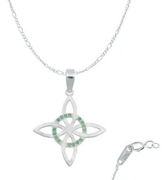Collar Plata 925 Nudo de Bruja Celta con Zirconia Verde - Imagen 1