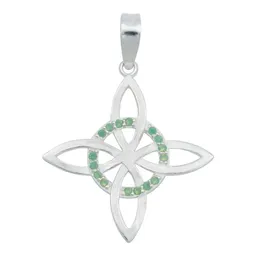 Collar Plata 925 Nudo de Bruja Celta con Zirconia Verde - Imagen 2