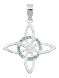 Collar Plata 925 Nudo de Bruja Celta con Zirconia Verde - Imagen 2