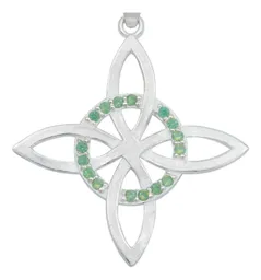 Collar Plata 925 Nudo de Bruja Celta con Zirconia Verde - Imagen 3