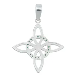 Collar Plata 925 Nudo de Bruja Celta con Zirconia Verde - Imagen 4