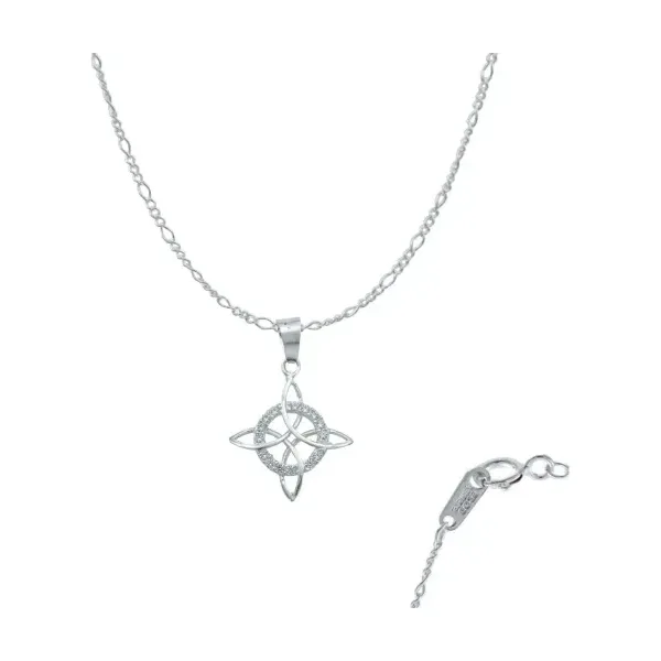 Collar Plata 925 Nudo de Bruja Celta con Zirconia y Cadena - Imagen 1